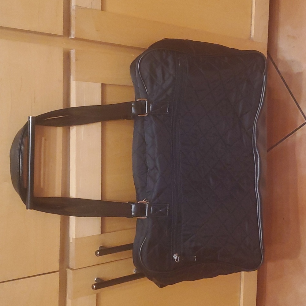 Black Quilted Small Duffle Travel Bag Essence of Beauty